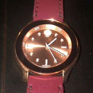 Movado Bold Ladies’ Rose Gold Watch with Silicone Burgundy Strap - Casual/Dressy